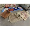 Image 3 : 2 Afghans , 3 Gunney Sacks w Adv  & Basket