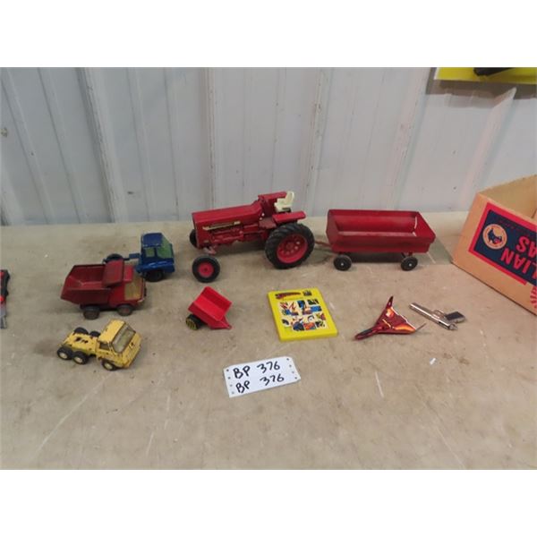 Int Die Cast  Toy Tractor & Wagon , Tonka Plus More!