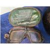 Image 3 : WW 2 German Officer Storage Case, WWI Goggles & Flashlight, Compass comes w Leather Case