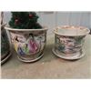 Image 2 : 3 Planters w Oriental Designs & Artificial Plants
