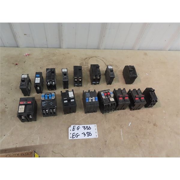 (EG) 16 Electrical Brakers, 8 Single & 8 Doubles -15 Amp Up to 40 Amp