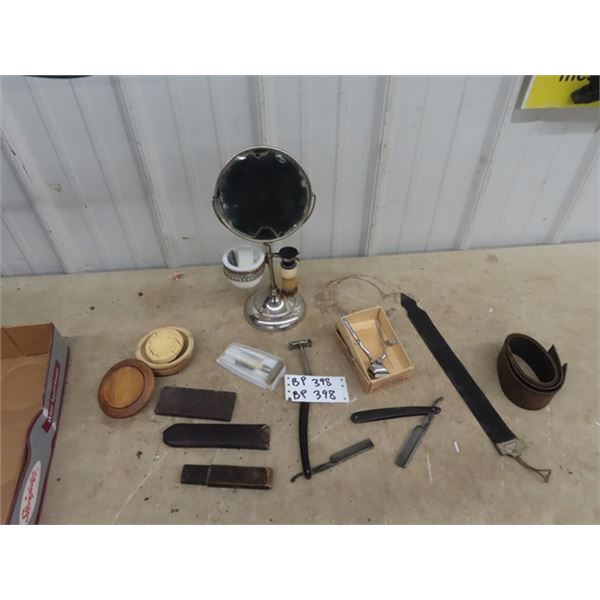 Gentleman's Shaving Mirror, Straight Razor Blade Clippers, Strap Plus More!