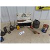 Image 1 : CR Oil Seal Rack 12" H 12"W, OIl Squirt Cans, Kerosene Pail,  & Testers