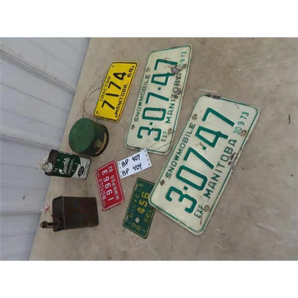 Wear Well Radio Oil Grease Can, Military Oil Can, License Plates- Bicycle, Snowmobile & Tractor