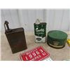 Image 2 : Wear Well Radio Oil Grease Can, Military Oil Can, License Plates- Bicycle, Snowmobile & Tractor