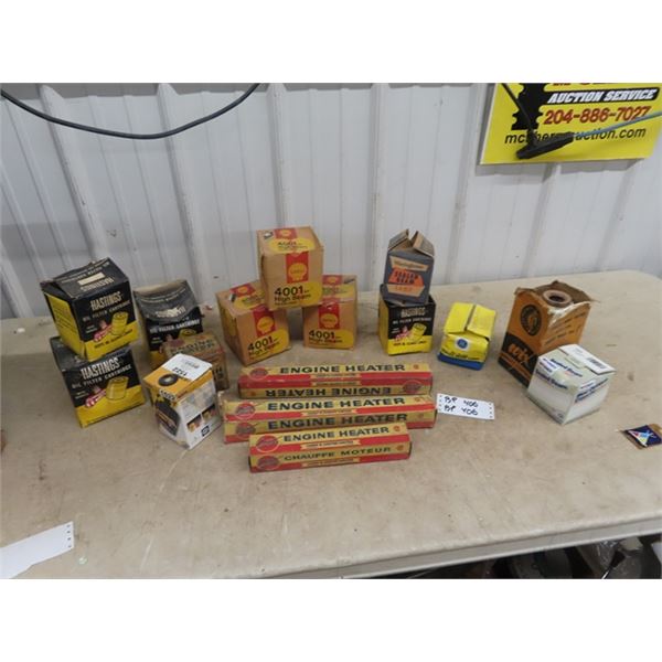 New Old Stock Shell HIgh Beams, Carter Engine Heaters, Hasting Boxes (Empty), Mirror Ext Plus!