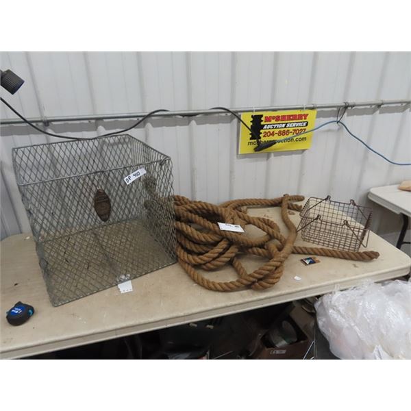 Wire Basket 19" x 26" x 20"  & Rope