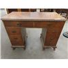 Image 1 : Wood 7 Drawer Desk w Pie Crust Carving 30"H 40"W 20"D