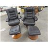 Image 2 : Set of Leather Swivel Chairs w Ottoman