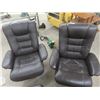 Image 5 : Set of Leather Swivel Chairs w Ottoman