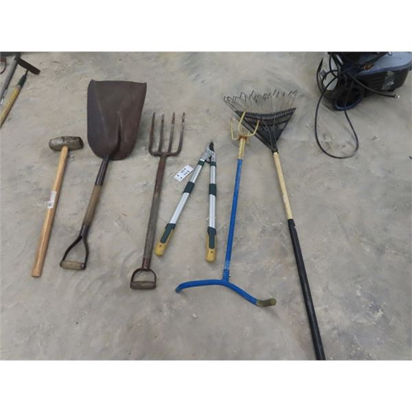 Rake, Garden Claw, Potato Fork, Shovel & Sledge