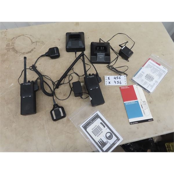Set of Motorola Radius P1225- 2 Way- Appears to be in Exec Cond. w Chargers & Pamphlets