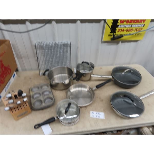 Pots & Pans, Kitchen Aide, &  Cuisinart Knife Set
