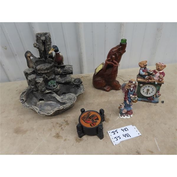 Waterfall Oranment, Elephant Decantor, Tribal Coasters, &  Teddy Bear Clock  Plus!