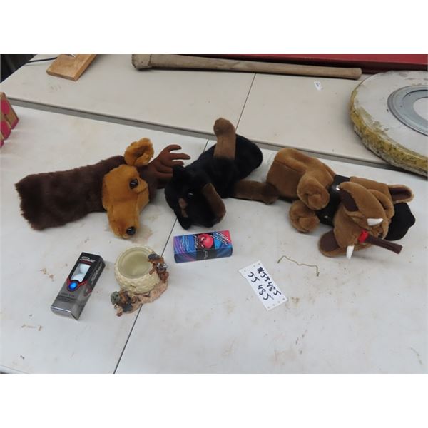 Hand Puppets, Golf Balls,  & Candle Holder