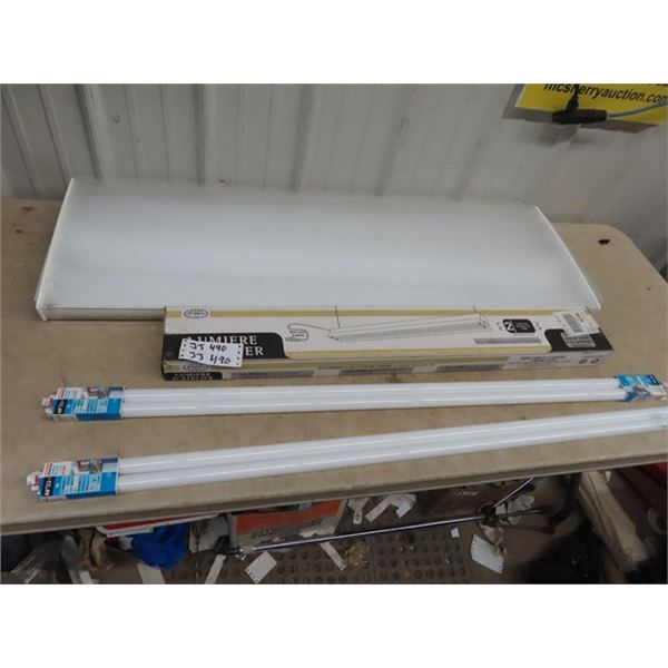2 Fluorescent Light Fixtures, & Lights