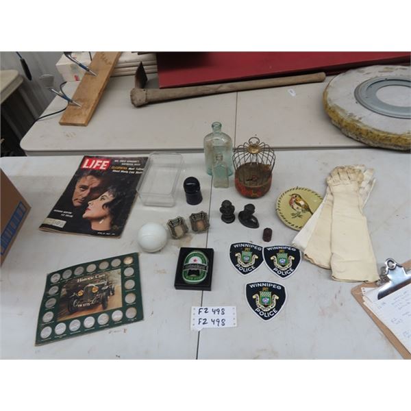 Wpg Police Patches, Life Magazine- Liz Taylor, Historical Tokens, Purple Insulator ,Plus More!