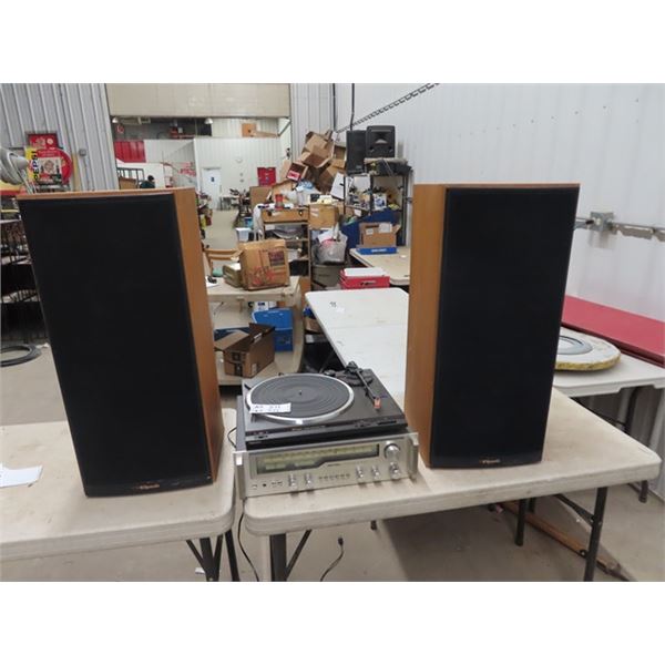 Rotel Rx-603 Stereo Receiver w Technics Turn Table & Set of Klipsch Speakers