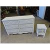 Image 1 : Wicker 6 Drawer Dresser & Stand Dresser = 33" x 54" x 17" , Stand 21" x 12" x 12"