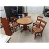 Image 1 : Oak Pedestal Rd Table 42" Rd & 4 Oak Chairs & 2 Leaves 12" Each