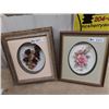 Image 3 : Brass Lamp & 2- 3 D Framed Flower Pictures