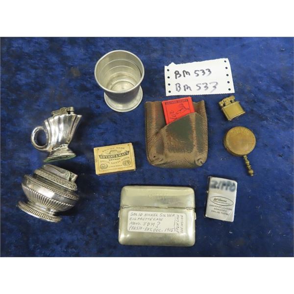 Lighters - 1) Ronson 1) Presto Aladin 1) Zippo w Adv, Solid Nickel Silver Cig Case , Ladies Purse As
