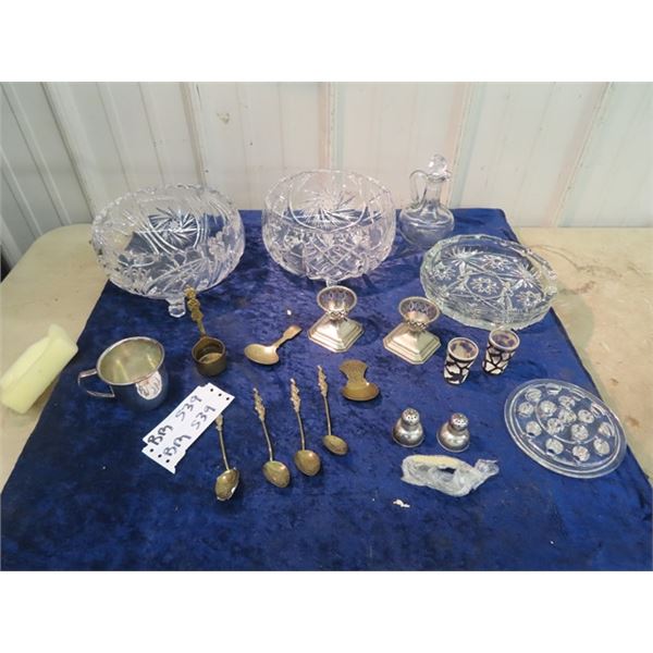 Sterling S & P , Various Spoons, Egg Cups, Crystal Bowls Plus More!