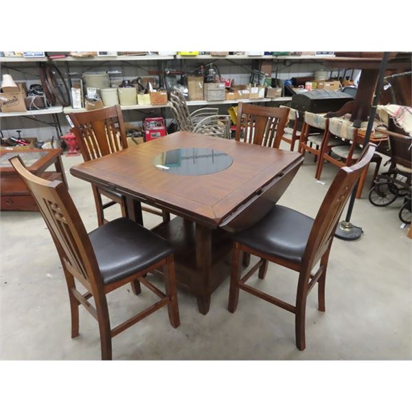 High Style Pub Table w Drop Leaf & Lazy boy & 4 Chairs