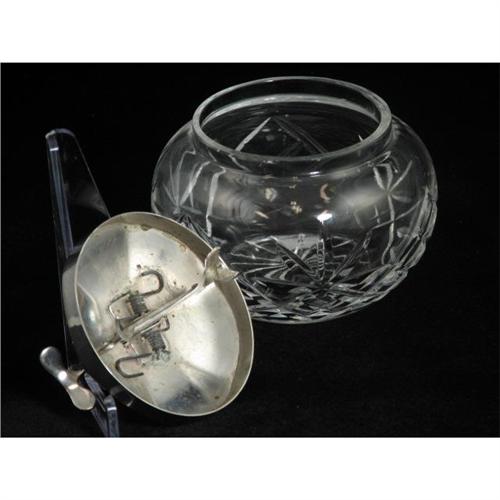 Crystal Sugar Bowl with Silver lid and Tongs
