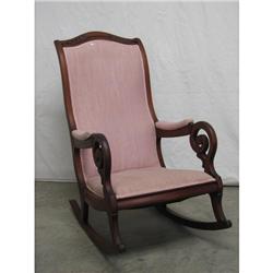 Walnut Rocking Chair Pink ca. 1860-80