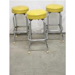 Set of 3 Retro Bar Stools, Vintage Yellow