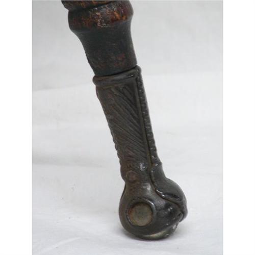 Antique Piano Stool Oak Glass Ball Claw Feet Adjustable