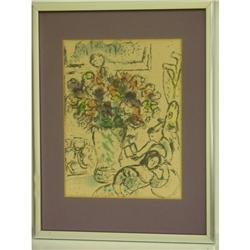 Chagall, Original Lithograph Les Anemones (Flower Bouquet)