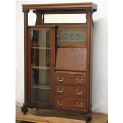Oak Side-by-side Bookcase Desk c. 1900