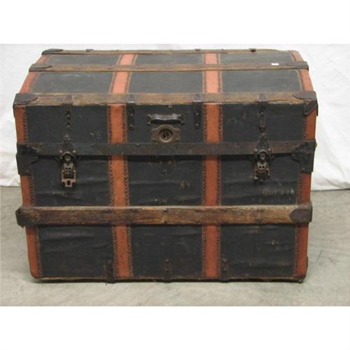 Arched Top Leather Wood Trunk