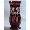 Image 1 : Bohemian Ruby Red Cut to Clear Vase