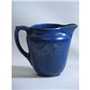 Image 1 : Matte Blue Milk Pitcher  Floral Relief