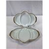 Image 1 : 2 EUC Vintage Fire King Milk Glass Gold Trim Divided Dishes