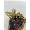 Image 2 : Amethyst Crystal Rock Plus Figurines, Gold Dipped Horse Plus Colt, 0.7Lbs, 5"x3.5"x3.75"