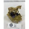 Image 2 : Amethyst Crystal Rock Plus Figurine - Gold Dipped Stallion, 1.2lbs, 4.5"x2.75"x4"