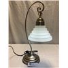 Image 2 : Lamp With Art Deco Style Milk Glass Shade, Working