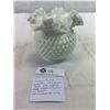 Image 2 : Vintage Fenton Hobnail Milk Glass Vase With Ruffled Edges, 5.5" t