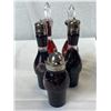 Image 2 : Very Elegant Crystal Cut Ruby Red Cruet Set With Catty