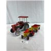 Image 1 : Tin Metal Tractor/Trailer With Locking Pin And Large Tractor Display Model, Steering Mechanism, Work