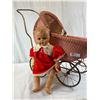 Image 2 : Antique Woven Baby Carriage With Large Doll