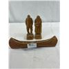 Image 1 : 2 Folk Art Hand Carved People Plus First Nations Souvenir Canoe