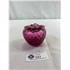 Image 1 : Rossi Signed Cranberry Glass Apple Paperweight Made In Niagara Falls Canada, 3"x3.75", Excellent Con