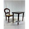 Image 1 : Vintage Wooden Doll Table With Chair, Table Is Approx. 9"x6.5", Chair 12.5"T, Perfect For 16"-18" Do
