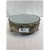 Image 1 : Fabulous Vintage Ornate Silver Plated Mirrored Cake Stand, 12" Diameter, 4"T, Great Décor Piece