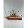 Image 1 : Nice 25"L X 15"T Tin Ship, Folk Art
